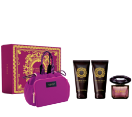 Versace Crystal Noir EDT L 90ml +Versace  Body Lotion 100ml +Versace Shower Gel 100ml +Versace  Bag  Gift Set For Women