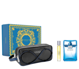 Versace Eau Fraiche Man Eau De Toilette 100ML+Versace  EDT Miniature 10ML + Cosmetic Bag, Gift Set For Men