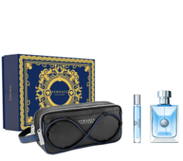 Versace Pour Homme Eau De Toilette 100Ml+ Versace  Pour Homme Eau De Toilette 10 Ml Miniature+ Versace  Pouch. Gift Set For Men