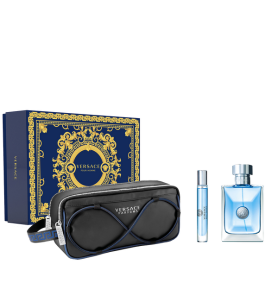 Versace Pour Homme Eau De Toilette 100Ml+ Versace  Pour Homme Eau De Toilette 10 Ml Miniature+ Versace  Pouch. Gift Set For Men