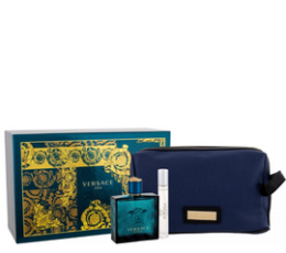Versace Eros M EDT 100 Ml +Mini 10 Ml +Pouch Set