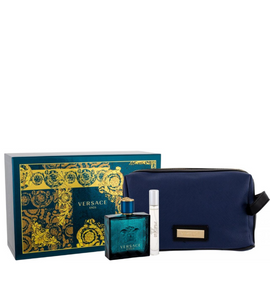 Versace Eros M EDT 100 Ml +Mini 10 Ml +Pouch Set