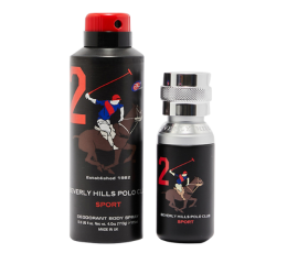 Beverly Hills Polo Club 2-Piece Sport No.2 Gift Set for Men, 50ml EDT, 175ml Deodorant Spray